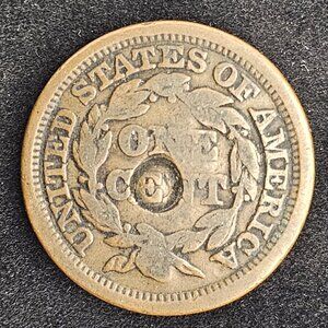 1848 US Braided Hair Large Cent Coin
